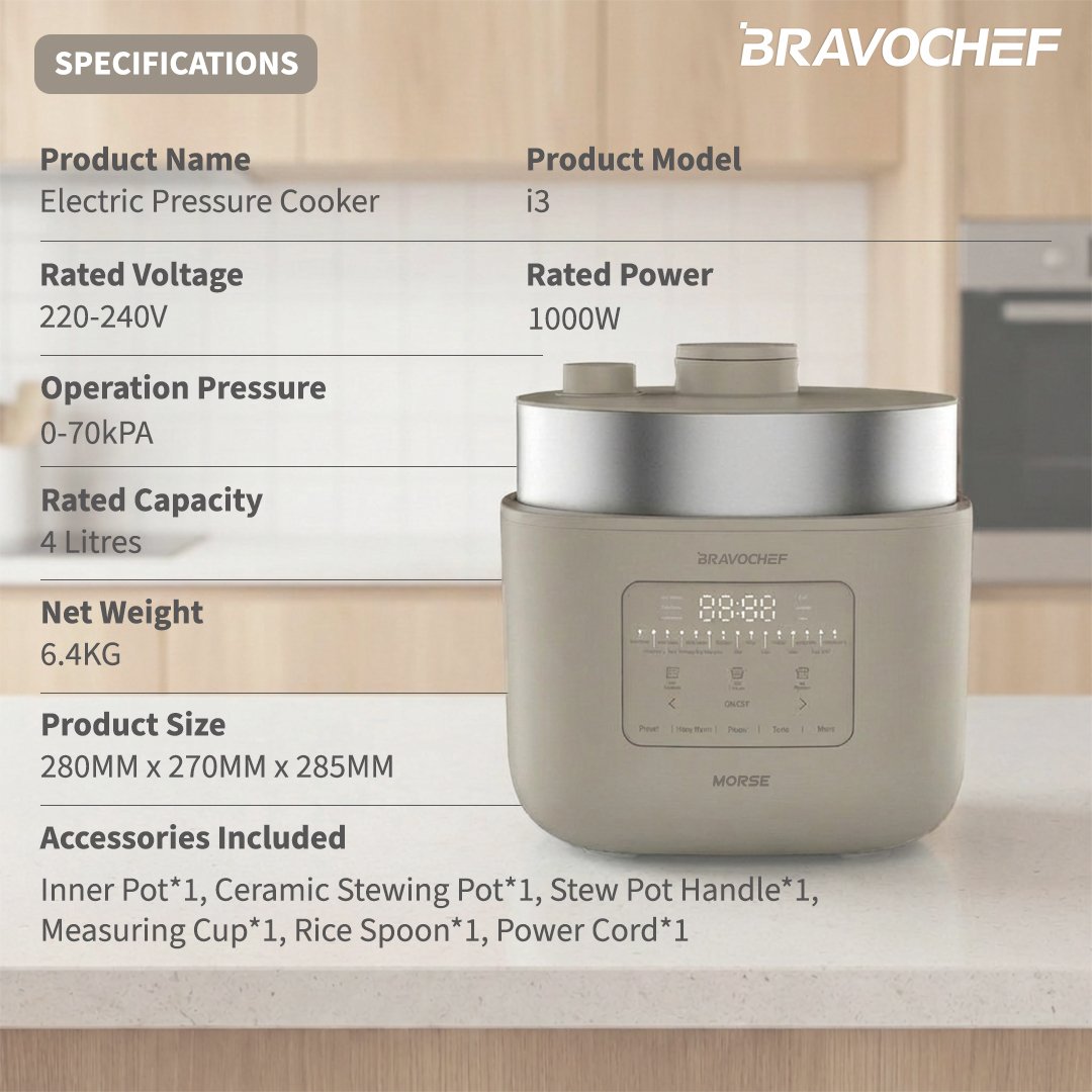 【 New Launch 】Morse Bravochef Electric Pressure Cooker i3 - Image 9