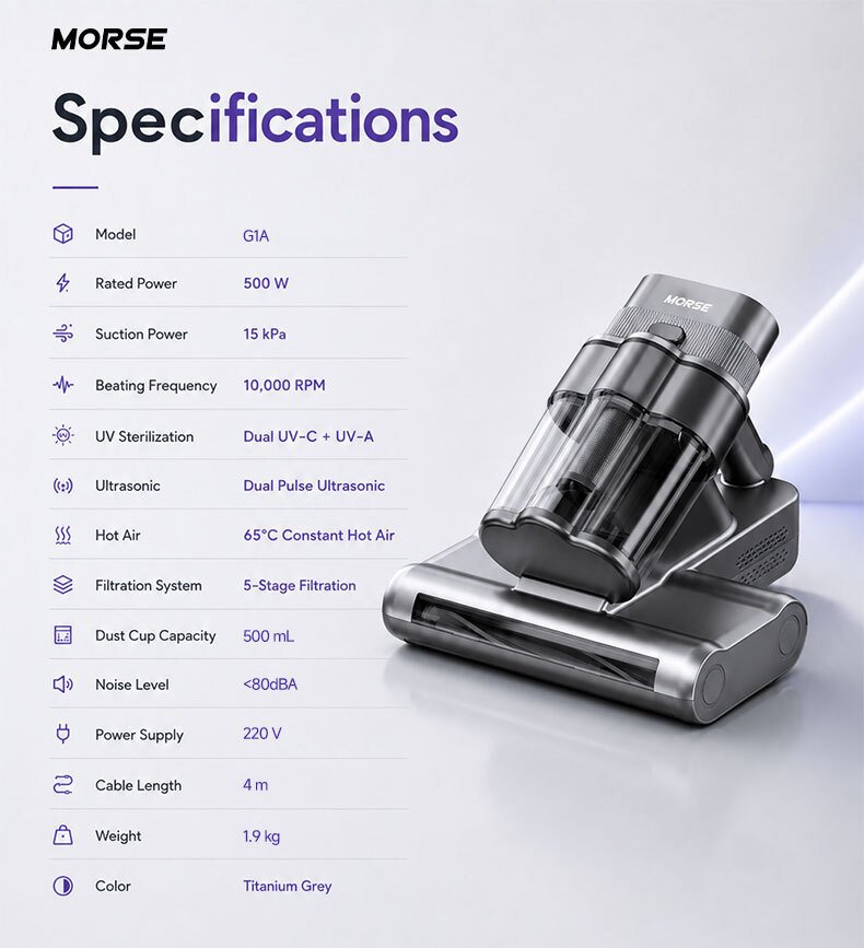 【 New Launch 】Morse UV Dustmite Vacuum G1A - Image 6