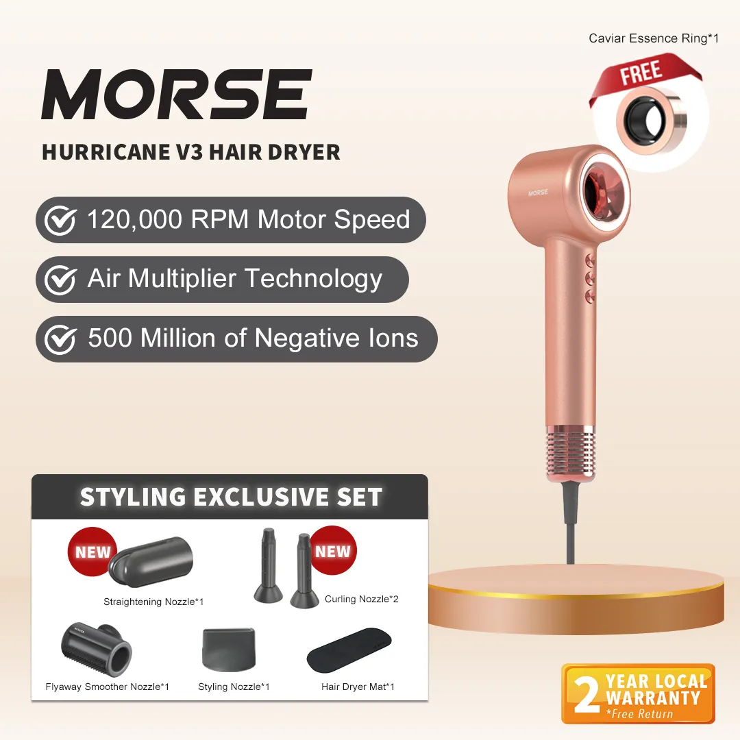 Morse Hurricane V3 Hair Dryer Styling Exclusive Set (Fairy Pink)