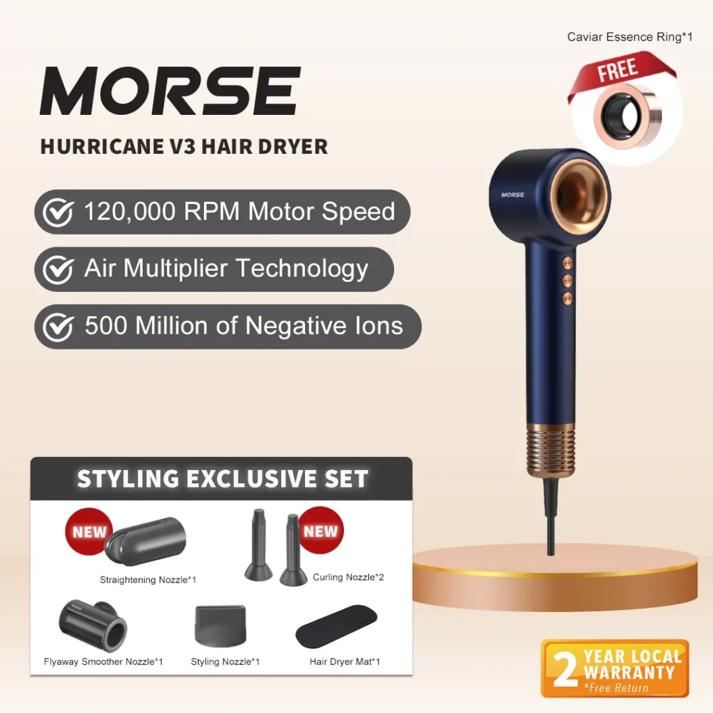 Morse Hurricane V3 Hair Dryer Styling Exclusive Set (Royal Blue)