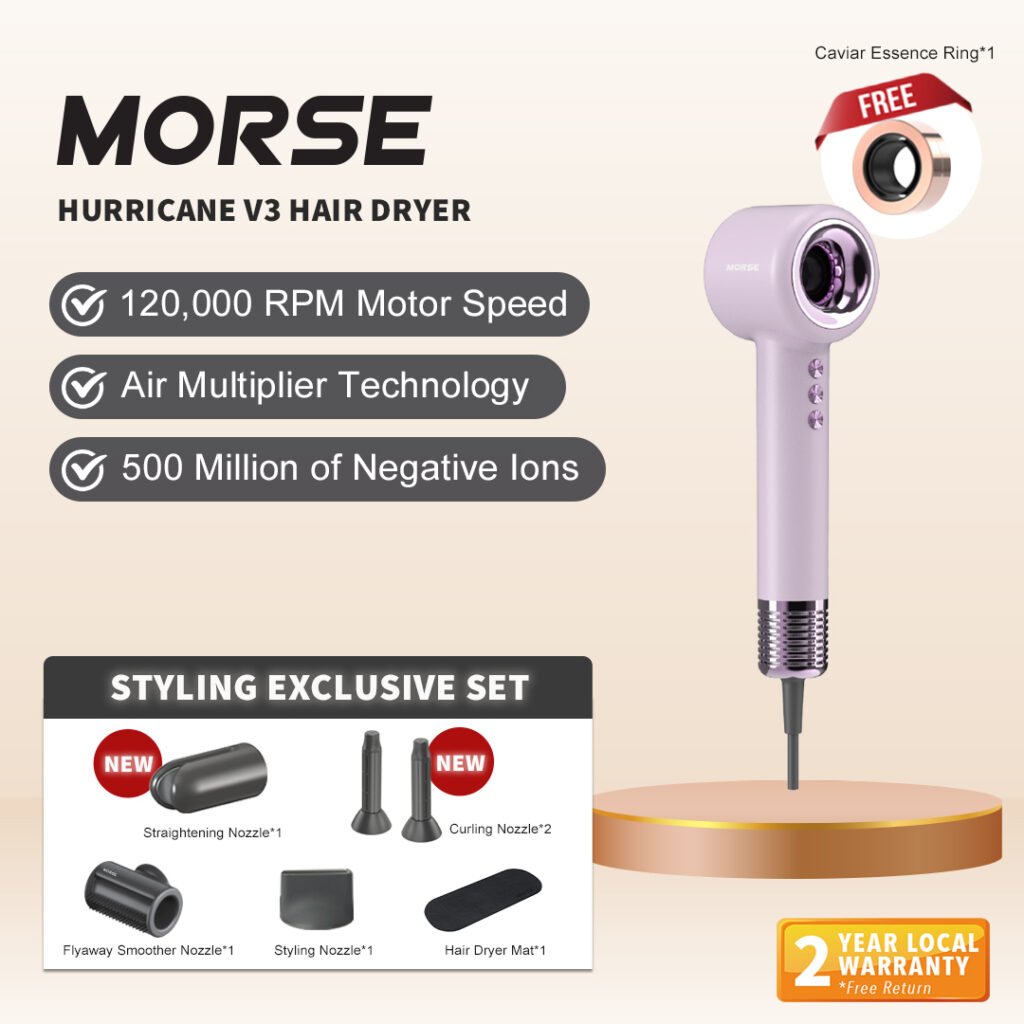 Morse Hurricane V3 Hair Dryer Styling Exclusive Set (Lilac Purple)